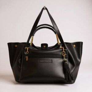 House of Harlow 1960 Black Tote Bag Gold Hardware Large